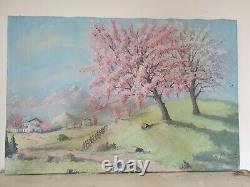 Antique Painting, Landscape Painting Signed, Oil On Canvas Large Format