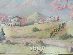 Antique Painting, Landscape Painting Signed, Oil On Canvas Large Format
