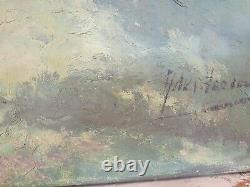 Antique Painting, Landscape Painting Signed, Oil On Canvas Large Format