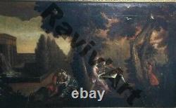 Antique Painting Late 17th Galante Scene With Hst Grove 42x70.5 CM Hc