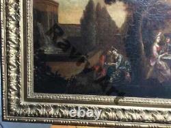 Antique Painting Late 17th Galante Scene With Hst Grove 42x70.5 CM Hc