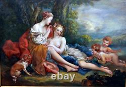 Antique Painting Of Baccanal Genre After Boucher Style Xviiith