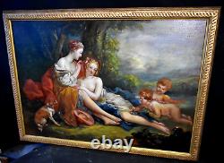 Antique Painting Of Baccanal Genre After Boucher Style Xviiith