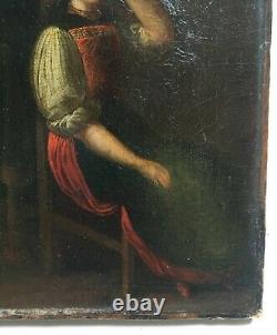 Antique Painting, Oil On Canvas, North School, Hairdressing Woman, 19th Or Before