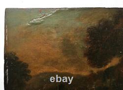 Antique Painting, Oil On Canvas On Panel, Animated Landscape, 17th Century
