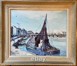 Antique Painting Oil On Canvas Signed Charles Viaud Port Pouliguen Bretagne Baule