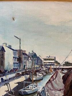 Antique Painting Oil On Canvas Signed Charles Viaud Port Pouliguen Bretagne Baule