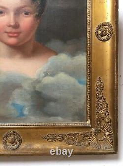 Antique Painting, Oil On Canvas, Surroundings Of Girodet, Young Boy, Early 19th Century