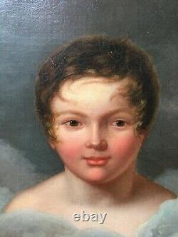 Antique Painting, Oil On Canvas, Surroundings Of Girodet, Young Boy, Early 19th Century