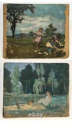 Antique Painting, Oil On Double-sided Panel, Impressionist, Nabis, Late 19th Century