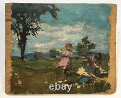 Antique Painting, Oil On Double-sided Panel, Impressionist, Nabis, Late 19th Century