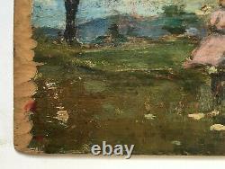 Antique Painting, Oil On Double-sided Panel, Impressionist, Nabis, Late 19th Century