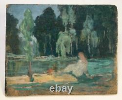 Antique Painting, Oil On Double-sided Panel, Impressionist, Nabis, Late 19th Century