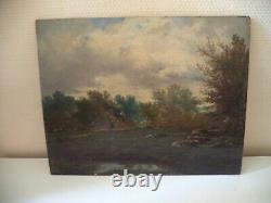 Antique Painting, Oil On Panel, Barbizon, Fontainebleau, 19th