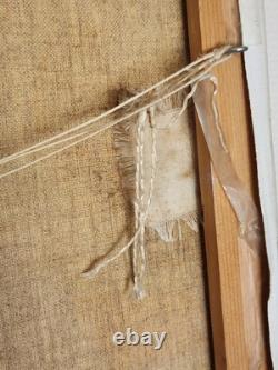 Antique Painting Oil on Canvas Baptism Scene Religious Art 60x52 cm Vintage