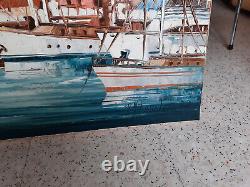 Antique Painting, Port De St Tropez Oil On Canvas, Sign R M Fumoleau 88