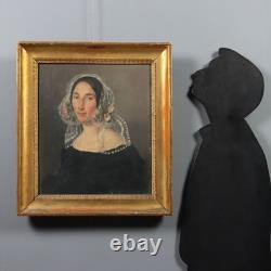 Antique Painting: Portrait of a Young Woman, Oil on Canvas, 19th Century