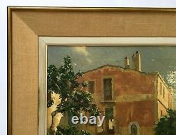 Antique Painting Signed And Dated 1943, Moncada, Spain, Oil On Canvas, 20th Century