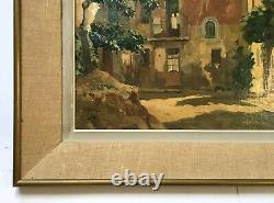 Antique Painting Signed And Dated 1943, Moncada, Spain, Oil On Canvas, 20th Century
