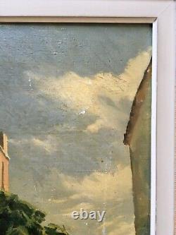 Antique Painting Signed And Dated 1943, Moncada, Spain, Oil On Canvas, 20th Century