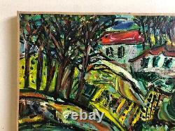 Antique Painting Signed, Expressionist Landscape, Oil On Canvas, 20th Century Painting