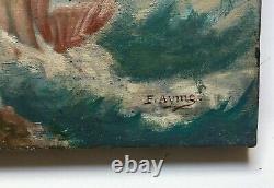 Antique Painting Signed, Oil On Canvas, Centaur And Mermaid, Couple, Late 19th Century