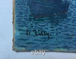 Antique Painting Signed, Oil On Canvas, Pinasses, Port Louis, Brittany, 20th Century