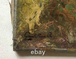 Antique Painting Signed, Oil On Canvas To Restore, Courtisane Au Loup, Early 20th Century