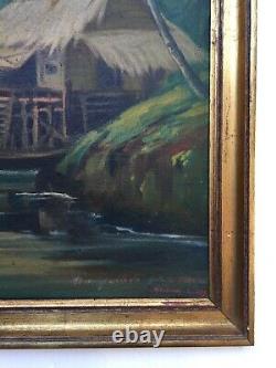 Antique Painting Signed, Vietnamese School, Oil On Canvas, Vietnam, Early 20th Century