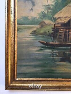 Antique Painting Signed, Vietnamese School, Oil On Canvas, Vietnam, Early 20th Century