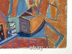 Antique Painting, Surrealist School, Oil On Isorel, Abstract Painting, 20th