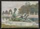 Antique Paris Landscape Painting, Versailles Garden Park, Woman, Art Deco, 1900