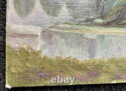 Antique Paris Landscape Painting, Versailles Garden Park, Woman, Art Deco, 1900