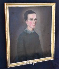 Antique oil on canvas portrait, French school, circa 1900, woman, antique painting
