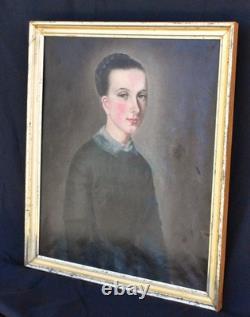 Antique oil on canvas portrait, French school, circa 1900, woman, antique painting