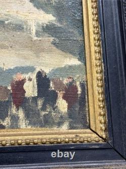 Antique oil painting on canvas signed Grosdidier, horse racing scene, framed