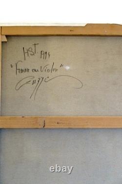 Antique oil painting on canvas signed female nude