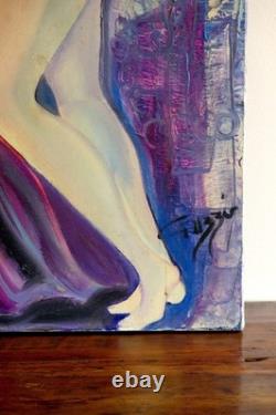 Antique oil painting on canvas signed female nude