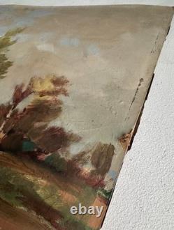 Antique oil painting on wood, signed C. Cipra, French landscape, c. 1930