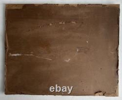Antique oil painting on wood, signed C. Cipra, French landscape, c. 1930
