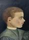 Antique Painting. Profile Portrait Of A Boy, Oil On Canvas, Signed, 19th Century