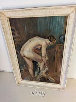 Antique painting in oil on canvas by Enjolras