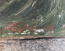 Antique painting on wood late 19th early 20th century signature to identify