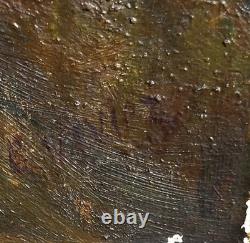 Antique painting signed. A stone bridge. Oil on canvas.