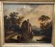 Antique Painting Signed. Animated Landscape. Oil On Canvas In 19th Century Style.