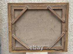 Antique painting signed. Animated Landscape. Oil on canvas in 19th century style.