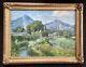 Antique Painting Signed Bertier Xix Mountain Landscape Wibault Oil Canvas