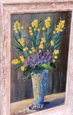 Antique painting signed. Bouquet of Flowers. Oil painting on canvas.