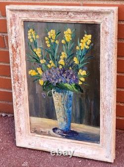Antique painting signed. Bouquet of Flowers. Oil painting on canvas.