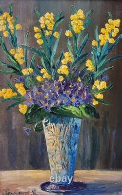 Antique painting signed. Bouquet of Flowers. Oil painting on canvas.